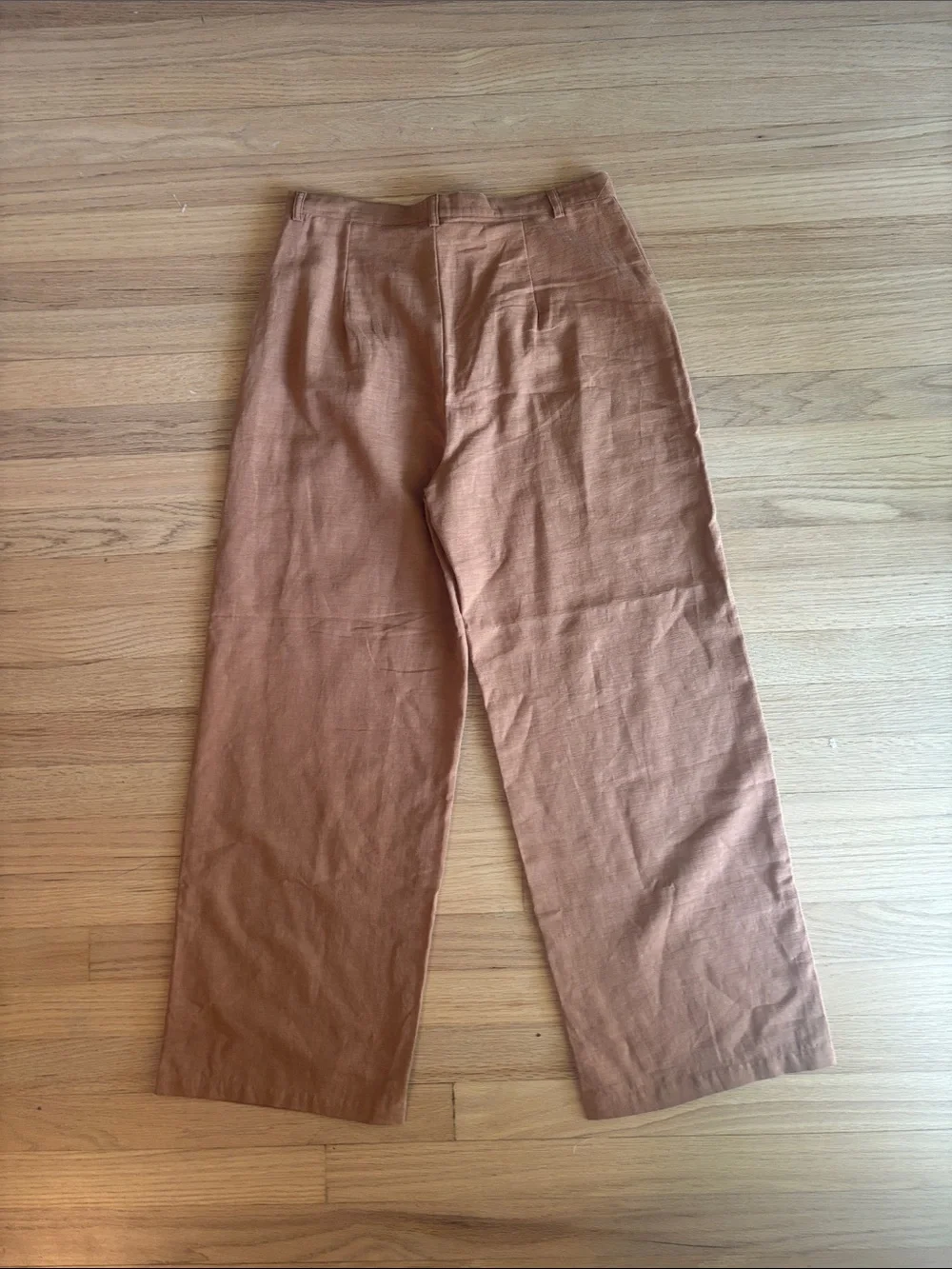Womens Rust Brown Wide-Leg Button-Front lightweight Pants
